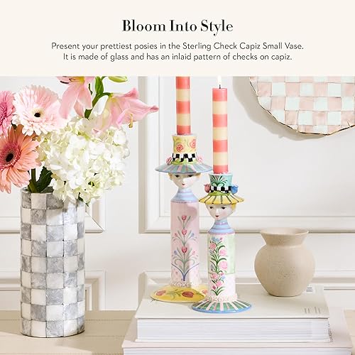 MACKENZIE-CHILDS  and White Capiz Small Vase  Unique Flower Decor