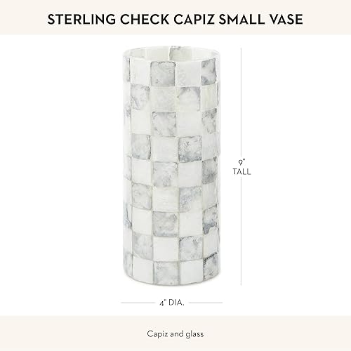 MACKENZIE-CHILDS  and White Capiz Small Vase  Unique Flower Decor