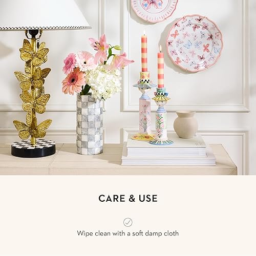 MACKENZIE-CHILDS  and White Capiz Small Vase  Unique Flower Decor