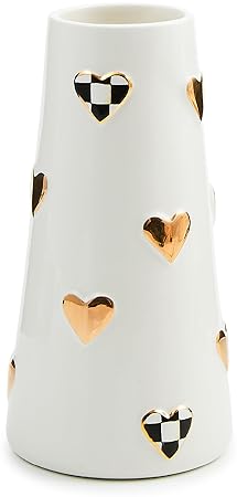 MACKENZIE-CHILDS Short Black-and-White Courtly Check Ceramic Vase
