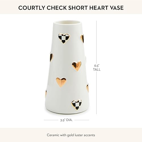 MACKENZIE-CHILDS Short Black-and-White Courtly Check Ceramic Vase