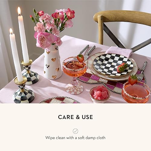 MACKENZIE-CHILDS Short Black-and-White Courtly Check Ceramic Vase