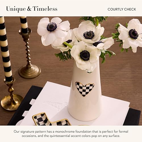 MACKENZIE-CHILDS Tall Black-and-White Courtly Check Ceramic Vase