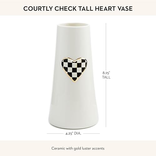MACKENZIE-CHILDS Tall Black-and-White Courtly Check Ceramic Vase