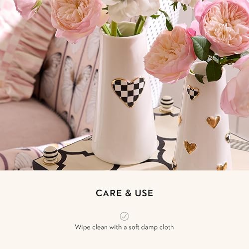 MACKENZIE-CHILDS Tall Black-and-White Courtly Check Ceramic Vase