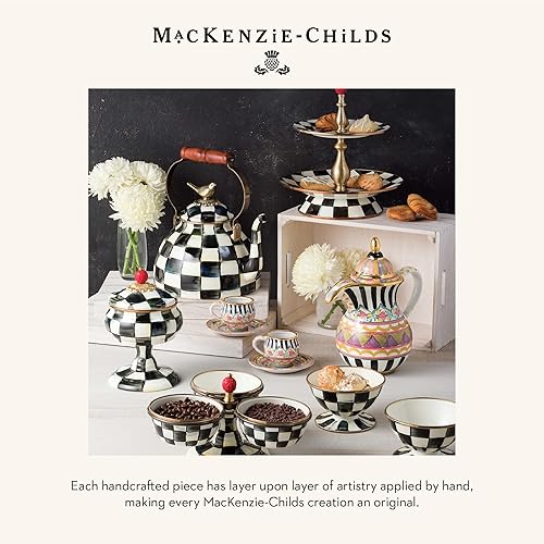 MACKENZIE-CHILDS Tall Black-and-White Courtly Check Ceramic Vase