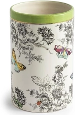 MACKENZIE-CHILDS Butterfly Toile Ceramic Vase, Unique Flower Decor, Short Vase