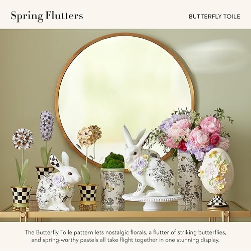 MACKENZIE-CHILDS Butterfly Toile Ceramic Vase, Unique Tall Flower Decor
