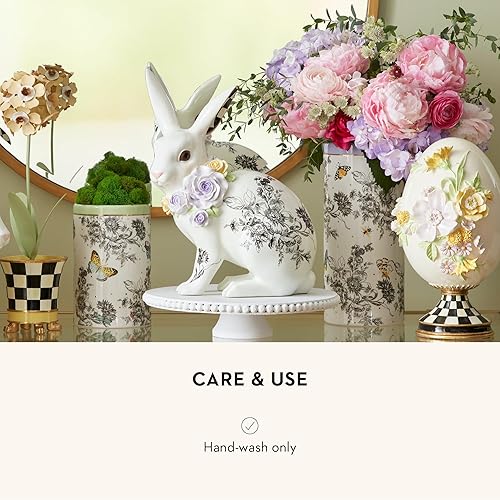 MACKENZIE-CHILDS Butterfly Toile Ceramic Vase, Unique Tall Flower Decor
