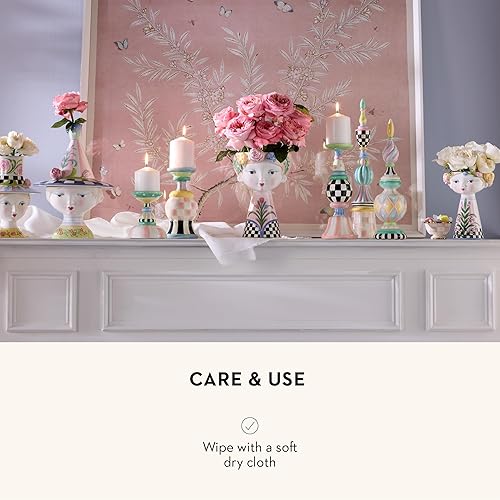MACKENZIE-CHILDS Short Rosy Meadow Lady Ceramic Vase - Unique Decor