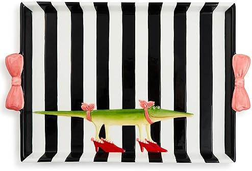 MACKENZIE-CHILDS Ceramic Decor Tray with Patience Brewster Alligator - Unique Home Decor