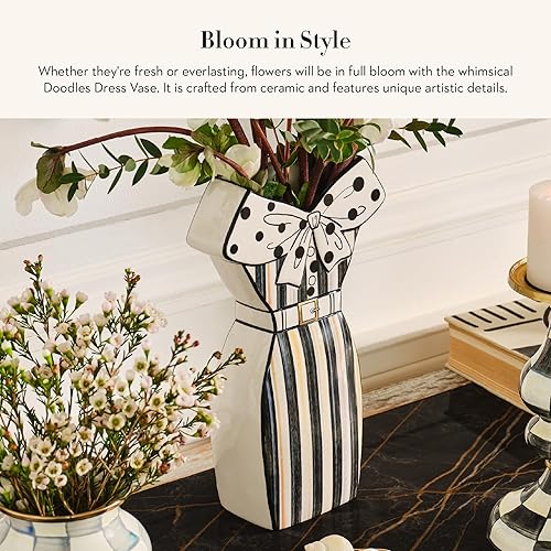 MACKENZIE-CHILDS Ceramic Doodles Vase for Stylish Home Decor