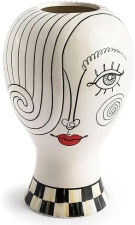 MACKENZIE-CHILDS Doodles Lady Head Ceramic Vase - Decorative Home Decor
