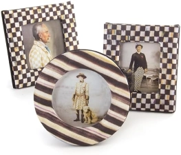 MACKENZIE-CHILDS Courtly Frames Gift Set - Round, Square, Rectangular Photo Frames (Set of 3)