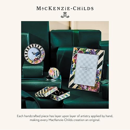 MACKENZIE-CHILDS Silver-Plated 5x7 Family Picture Frame with Courtly Stripe Flower Market Design