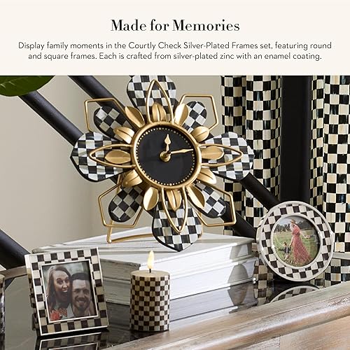 MACKENZIE-CHILDS Silver-Plated Photo Frames Set, Family Picture Frames, Courtly Check Design