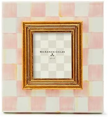 MACKENZIE-CHILDS Cute Pink & White Enamel Family Picture Frame, 2.5" x 3