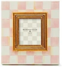 MACKENZIE-CHILDS Cute Pink & White Enamel Family Picture Frame, 2.5" x 3