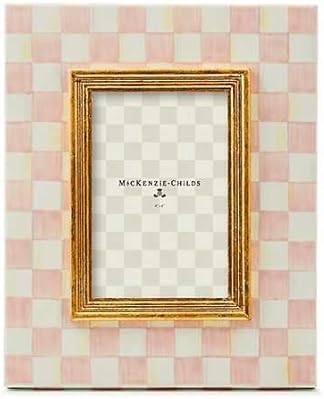 MACKENZIE-CHILDS Cute Pink-and-White Enamel Family Picture Frame, 4x6 Inches
