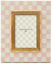 MACKENZIE-CHILDS Cute Pink-and-White Enamel Family Picture Frame, 4x6 Inches