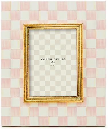 MACKENZIE-CHILDS Family Picture Frame, Pink-and-White Rosy Check, 5x7