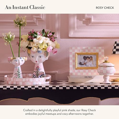MACKENZIE-CHILDS Family Picture Frame, Pink-and-White Rosy Check, 5x7