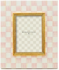 MACKENZIE-CHILDS Family Picture Frame, Pink-and-White Rosy Check, 5x7