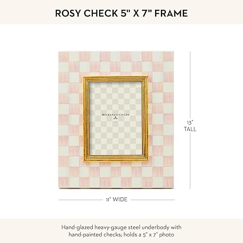 MACKENZIE-CHILDS Family Picture Frame, Pink-and-White Rosy Check, 5x7