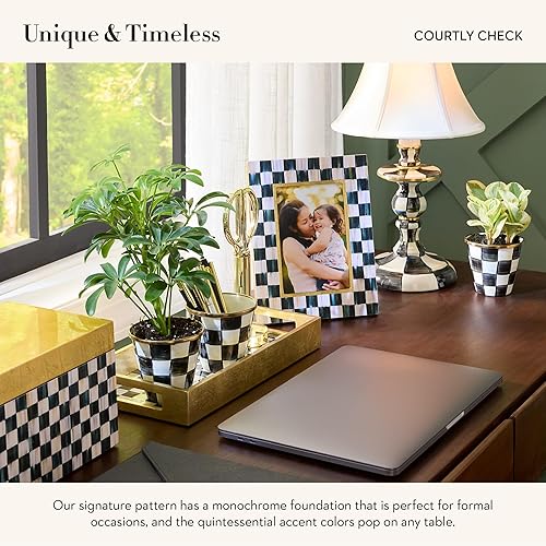 MACKENZIE-CHILDS 4x6 Lacquer Family Picture Frame in Black-and-White Courtly Check