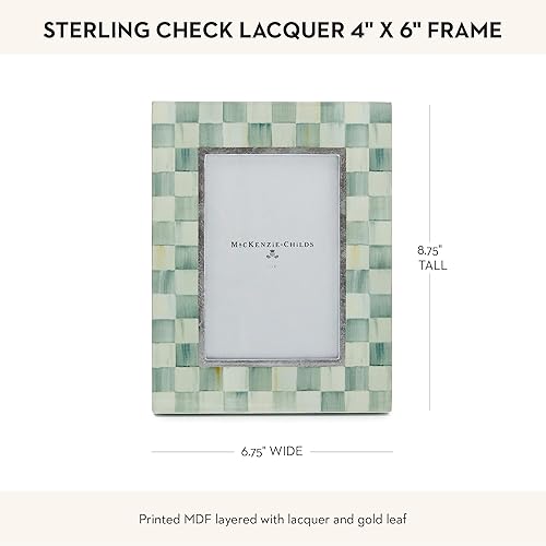 MACKENZIE-CHILDS Gray-and-White Sterling Check 4x6 Family Picture Frame