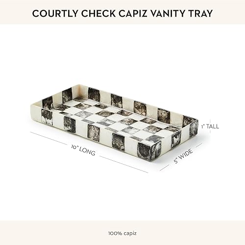 MACKENZIE-CHILDS Capiz Vanity Tray in Black-and-White Courtly Check Design
