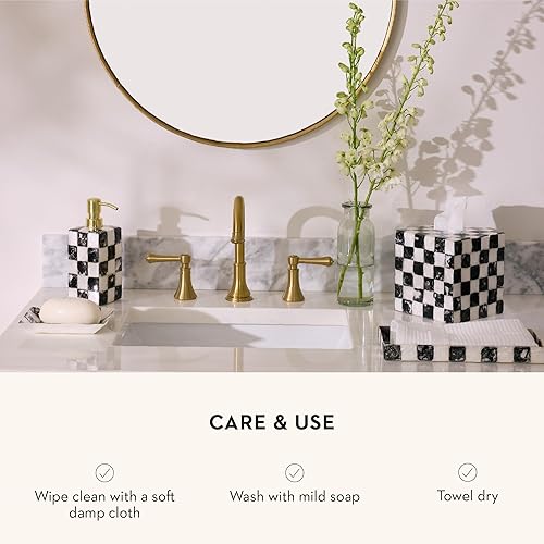 MACKENZIE-CHILDS Capiz Vanity Tray in Black-and-White Courtly Check Design