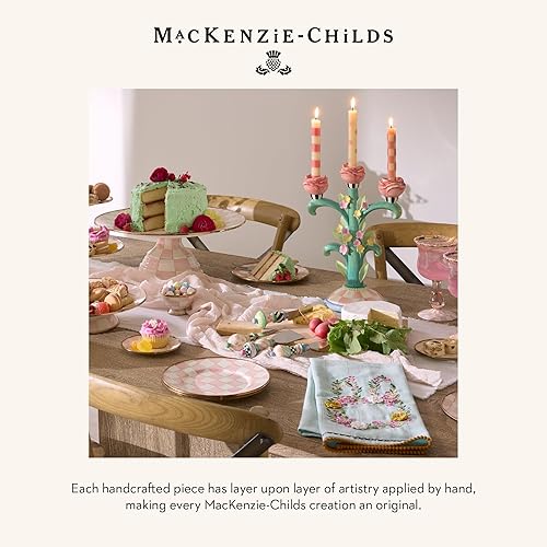 MACKENZIE-CHILDS Rosy Meadow Lady Ceramic Candle Holders Set - Candle Holder Decor