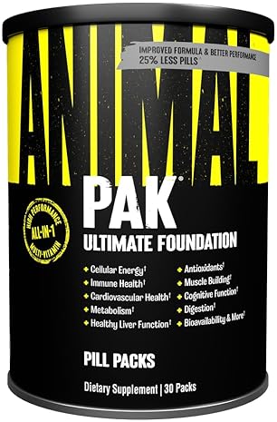 Universal Nutrition Animal Pak All-in-One Multivitamin Pack for Daily Men & Women - Zinc, Vitamins C, B, D, Amino Acids - Immune Support - 30 Count