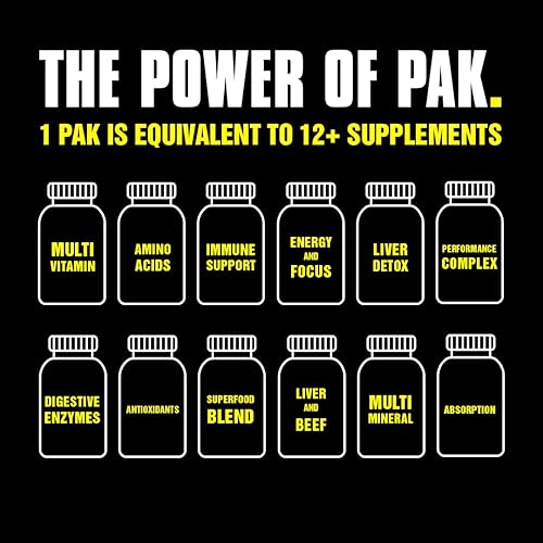 Universal Nutrition Animal Pak All-in-One Multivitamin Pack for Daily Men & Women - Zinc, Vitamins C, B, D, Amino Acids - Immune Support - 30 Count