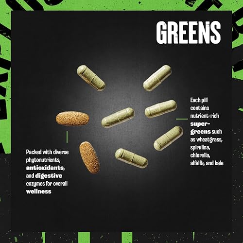 Universal Nutrition Superfood Digestive Health Pills - Daily Greens Blend for Immunity - 30 Day Supply