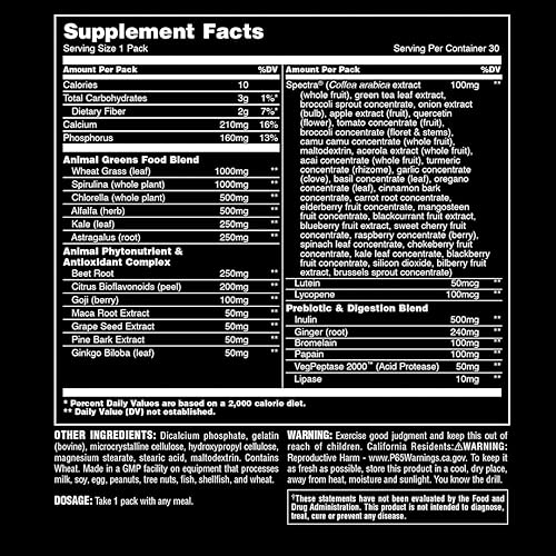 Universal Nutrition Superfood Digestive Health Pills - Daily Greens Blend for Immunity - 30 Day Supply