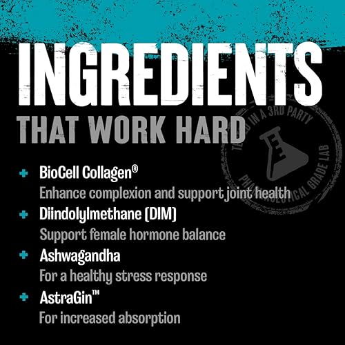 Universal Nutrition Women's Alpha F Comprehensive Formula - Supports Hormonal Balance, Skin, Hair, Nails, Mood & Stress - 30 Packs