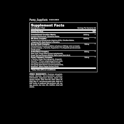 Universal Nutrition Animal Pump Pre-Workout Supplement for Energy, Focus, and Muscle with Nitric Oxide Boosters - Stims, Nootropics, Creatine - 30 Packs