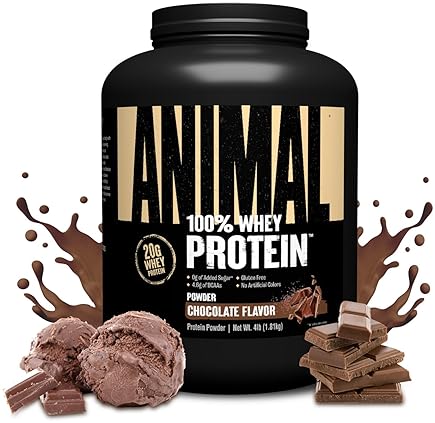 Universal Nutrition Chocolate Animal Whey Protein Powder - 100% Whey Blend for Workout Recovery, 4 lb