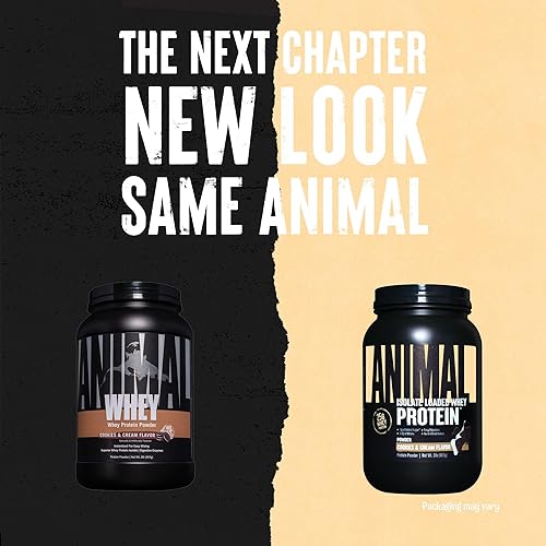 Universal Nutrition Cookies & Cream Animal Whey Isolate Protein Powder - 25g Protein, Low Sugar - Muscle Builder for Pre & Post Workout - Men & Women