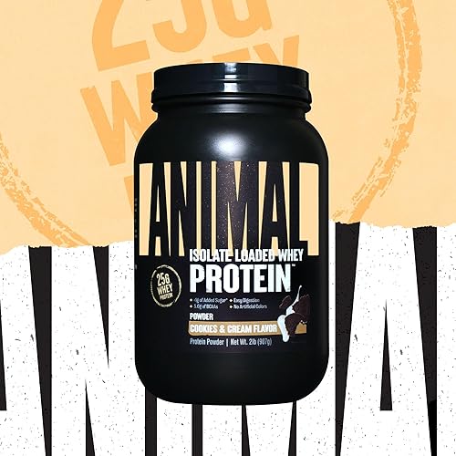 Universal Nutrition Cookies & Cream Animal Whey Isolate Protein Powder - 25g Protein, Low Sugar - Muscle Builder for Pre & Post Workout - Men & Women