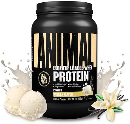 Universal Nutrition Animal Whey Isolate Protein Powder - Muscle Builder & Recovery with Digestive Enzymes - Vanilla 2 lbs