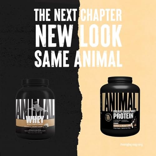 Universal Nutrition Cookies & Cream Animal Whey Isolate Protein Powder - 25g Protein - Pre & Post Workout Muscle Builder & Recovery with Digestive Enzymes - Men & Women - 4 lbs