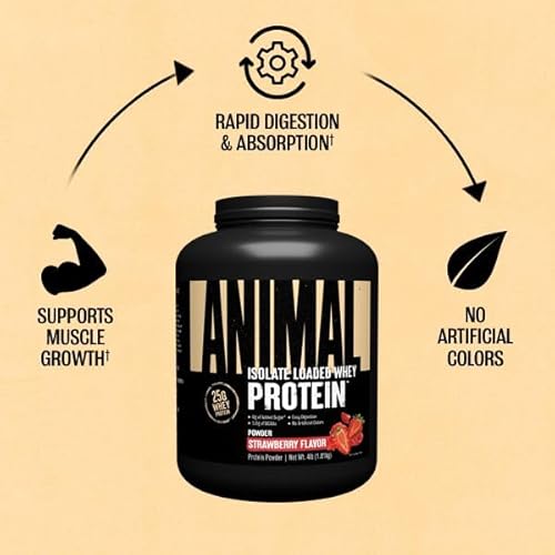 Universal Nutrition Strawberry Whey Isolate Protein Powder - 25g Protein, Muscle Builder for Men & Women - 4 lbs