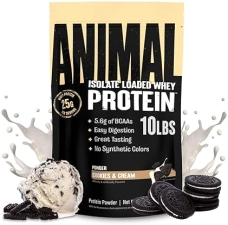 Universal Nutrition Animal Whey Isolate Protein Powder - 25g Protein, Cookies & Cream Flavor - Muscle Builder for Men & Women"