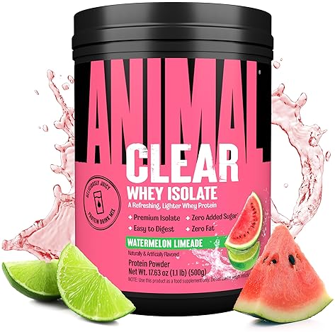 Universal Nutrition Watermelon Limeade Clear Whey Protein Powder - 5g BCAA, Easy Mix, Digestible, Refreshing Drink for Men and Women - 500g