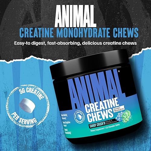 Universal Nutrition Animal Creatine Chews with AstraGin & Sea Salt - Max Absorption Pre/Post-Workout for Lean Muscle Growth & Recovery