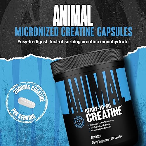 Universal Nutrition Animal Creatine Monohydrate Capsules - 300 Caps, 2500mg - Muscle Growth & Endurance Support'