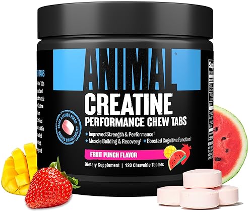 Universal Nutrition Enhanced Animal Creatine Chews Tablets with AstraGin for Better Absorption - Fruit Punch Flavor'